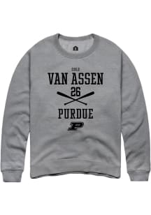 Cole Van Asssen  Rally Purdue Boilermakers Mens Graphite NIL Sport Icon Long Sleeve Crew Sweatshir..