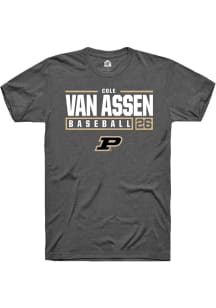 Cole Van Asssen  Purdue Boilermakers Dark Grey Rally NIL Stacked Box Short Sleeve T Shirt