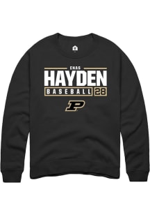 Enas Hayden  Rally Purdue Boilermakers Mens Black NIL Stacked Box Long Sleeve Crew Sweatshirt