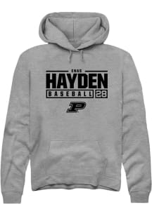 Enas Hayden  Rally Purdue Boilermakers Mens Graphite NIL Stacked Box Long Sleeve Hoodie