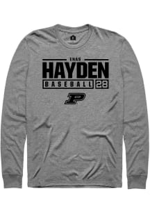 Enas Hayden  Purdue Boilermakers Graphite Rally NIL Stacked Box Long Sleeve T Shirt