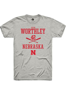 Jalen Worthley  Nebraska Cornhuskers Ash Rally NIL Sport Icon Short Sleeve T Shirt