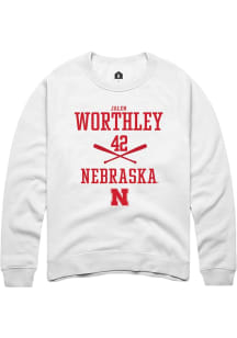 Jalen Worthley  Rally Nebraska Cornhuskers Mens White NIL Sport Icon Long Sleeve Crew Sweatshirt