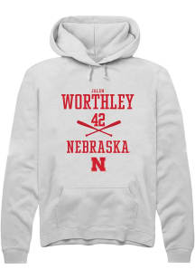 Jalen Worthley  Rally Nebraska Cornhuskers Mens White NIL Sport Icon Long Sleeve Hoodie