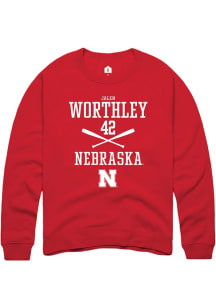 Jalen Worthley  Rally Nebraska Cornhuskers Mens Red NIL Sport Icon Long Sleeve Crew Sweatshirt