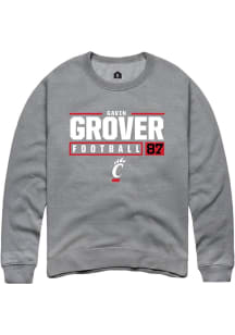 Gavin Grover  Rally Cincinnati Bearcats Mens Graphite NIL Stacked Box Long Sleeve Crew Sweatshirt