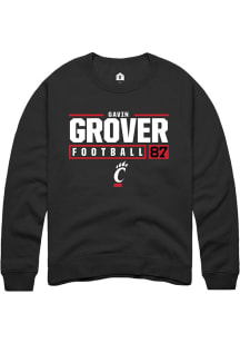 Gavin Grover  Rally Cincinnati Bearcats Mens Black NIL Stacked Box Long Sleeve Crew Sweatshirt