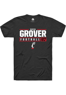 Gavin Grover  Cincinnati Bearcats Black Rally NIL Stacked Box Short Sleeve T Shirt