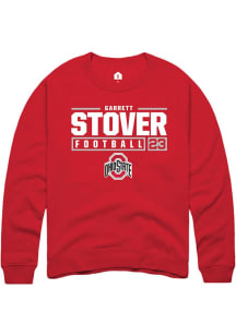 Garrett Stover  Rally Ohio State Buckeyes Mens Red NIL Stacked Box Long Sleeve Crew Sweatshirt