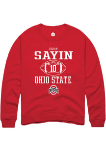 Julian Sayin  Rally Ohio State Buckeyes Mens Red NIL Sport Icon Long Sleeve Crew Sweatshirt