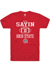 Julian Sayin  Ohio State Buckeyes Red Rally NIL Sport Icon Short Sleeve T Shirt