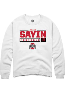 Julian Sayin  Rally Ohio State Buckeyes Mens White NIL Stacked Box Long Sleeve Crew Sweatshirt