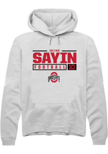 Julian Sayin  Rally Ohio State Buckeyes Mens White NIL Stacked Box Long Sleeve Hoodie