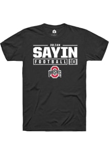 Julian Sayin  Ohio State Buckeyes Black Rally NIL Stacked Box Short Sleeve T Shirt
