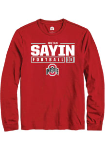 Julian Sayin  Ohio State Buckeyes Red Rally NIL Stacked Box Long Sleeve T Shirt