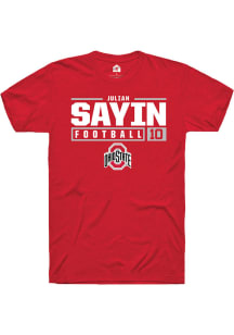 Julian Sayin  Ohio State Buckeyes Red Rally NIL Stacked Box Short Sleeve T Shirt