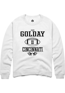 Jake Golday  Rally Cincinnati Bearcats Mens White NIL Sport Icon Long Sleeve Crew Sweatshirt
