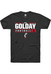 Jake Golday  Cincinnati Bearcats Black Rally NIL Stacked Box Short Sleeve T Shirt