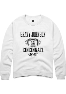 Zay Gravy Johnson  Rally Cincinnati Bearcats Mens White NIL Sport Icon Long Sleeve Crew Sweatshirt