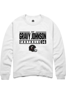 Zay Gravy Johnson  Rally Cincinnati Bearcats Mens White NIL Stacked Box Long Sleeve Crew Sweatshir..