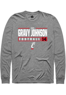 Zay Gravy Johnson  Cincinnati Bearcats Graphite Rally NIL Stacked Box Long Sleeve T Shirt
