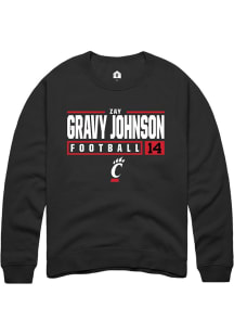 Zay Gravy Johnson  Rally Cincinnati Bearcats Mens Black NIL Stacked Box Long Sleeve Crew Sweatshir..