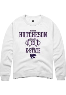 Hudson Hutcheson  Rally K-State Wildcats Mens White NIL Sport Icon Long Sleeve Crew Sweatshirt