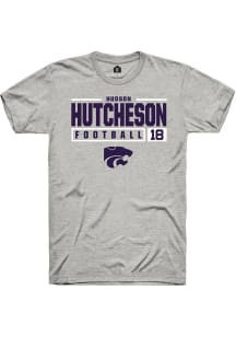 Hudson Hutcheson  K-State Wildcats Ash Rally NIL Stacked Box Short Sleeve T Shirt
