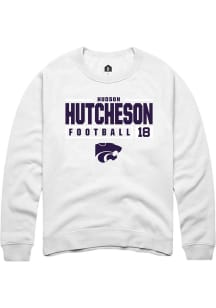 Hudson Hutcheson  Rally K-State Wildcats Mens White NIL Stacked Box Long Sleeve Crew Sweatshirt