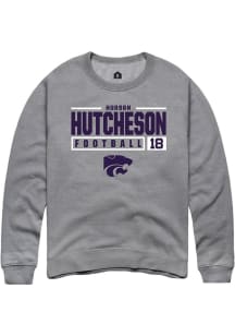 Hudson Hutcheson  Rally K-State Wildcats Mens Graphite NIL Stacked Box Long Sleeve Crew Sweatshirt