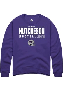 Hudson Hutcheson  Rally K-State Wildcats Mens Purple NIL Stacked Box Long Sleeve Crew Sweatshirt
