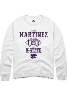 Zayden Martinez  Rally K-State Wildcats Mens White NIL Sport Icon Long Sleeve Crew Sweatshirt