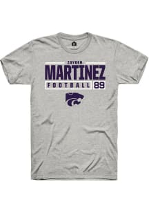 Zayden Martinez  K-State Wildcats Ash Rally NIL Stacked Box Short Sleeve T Shirt