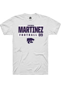 Zayden Martinez  K-State Wildcats White Rally NIL Stacked Box Short Sleeve T Shirt