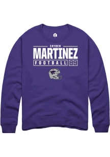 Zayden Martinez  Rally K-State Wildcats Mens Purple NIL Stacked Box Long Sleeve Crew Sweatshirt