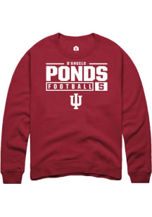 D’Angelo Ponds  Rally Indiana Hoosiers Mens Red NIL Stacked Box Long Sleeve Crew Sweatshirt