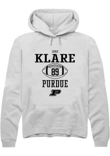 Luke Klare  Rally Purdue Boilermakers Mens White NIL Sport Icon Long Sleeve Hoodie