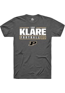 Luke Klare  Purdue Boilermakers Dark Grey Rally NIL Stacked Box Short Sleeve T Shirt