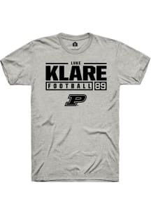 Luke Klare  Purdue Boilermakers Ash Rally NIL Stacked Box Short Sleeve T Shirt