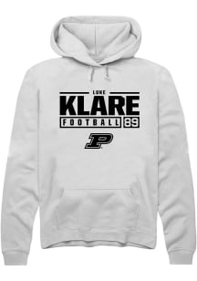 Luke Klare  Rally Purdue Boilermakers Mens White NIL Stacked Box Long Sleeve Hoodie