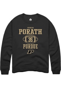 Spencer Porath  Rally Purdue Boilermakers Mens Black NIL Sport Icon Long Sleeve Crew Sweatshirt