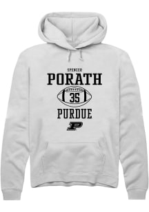 Spencer Porath  Rally Purdue Boilermakers Mens White NIL Sport Icon Long Sleeve Hoodie