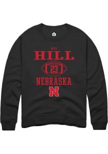 Blye Hill  Rally Nebraska Cornhuskers Mens Black NIL Sport Icon Long Sleeve Crew Sweatshirt