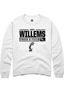 Orry Willems  Rally Cincinnati Bearcats Mens White NIL Stacked Box Long Sleeve Crew Sweatshirt