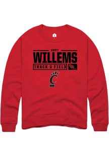 Orry Willems  Rally Cincinnati Bearcats Mens Red NIL Stacked Box Long Sleeve Crew Sweatshirt