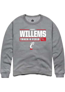 Orry Willems  Rally Cincinnati Bearcats Mens Graphite NIL Stacked Box Long Sleeve Crew Sweatshirt