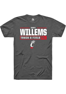 Orry Willems  Cincinnati Bearcats Dark Grey Rally NIL Stacked Box Short Sleeve T Shirt