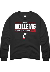 Orry Willems  Rally Cincinnati Bearcats Mens Black NIL Stacked Box Long Sleeve Crew Sweatshirt