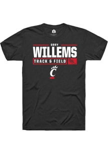 Orry Willems  Cincinnati Bearcats Black Rally NIL Stacked Box Short Sleeve T Shirt