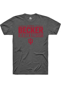 Charlie Becker  Indiana Hoosiers Dark Grey Rally NIL Stacked Box Short Sleeve T Shirt